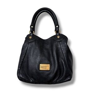 Marc Jacobs Francesca Large Black Pebbled Leather Hobo Tote Shoulder Bag